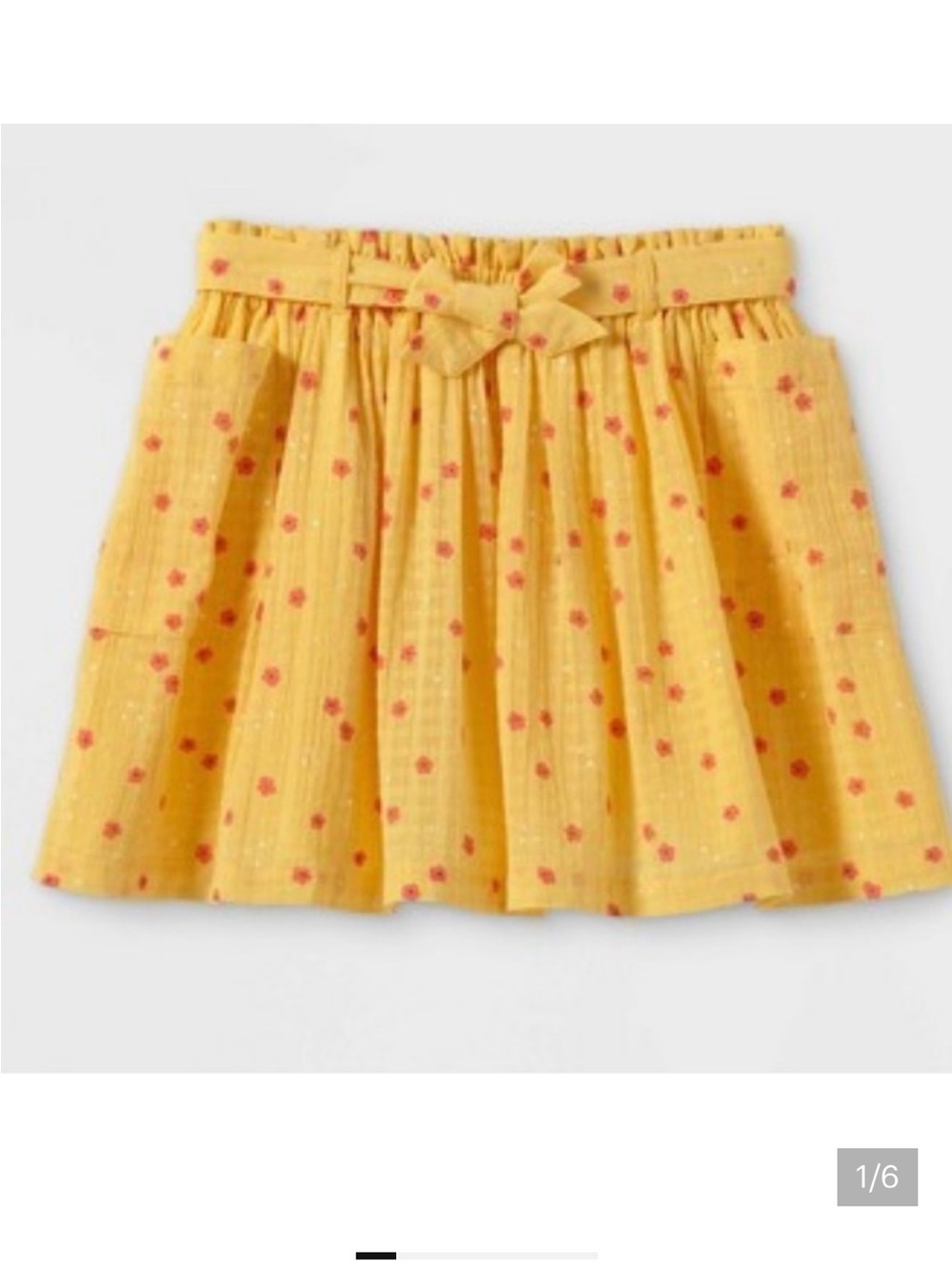 Cat & Jack Girls Yellow Floral Tie Waist Skort Skirt Shorts Size 6X